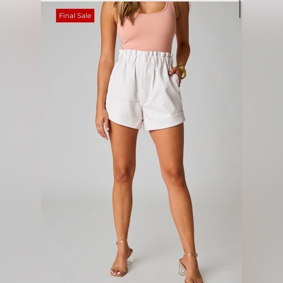 Buddy Love Pants - NWT BUDDY LOVE PEYTON PAPERBAG VEGAN LEATHER SHORTS - POWDER SMALL